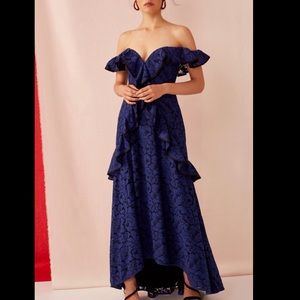 NWT KEEPSAKE Encore Lace Gown Cobalt